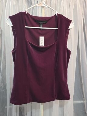 #237 White House Black Market Plum Velvet Cowl Neck Sleeveless Camisole